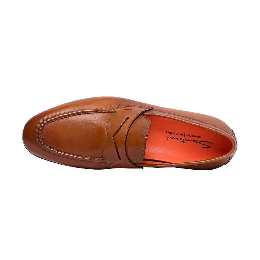 Santoni Mocassino penny da uomo in pelle marrone Negozi Online