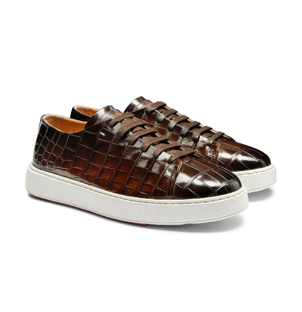 Santoni Sneaker da uomo in alligatore testa di moro Pezzi Unici