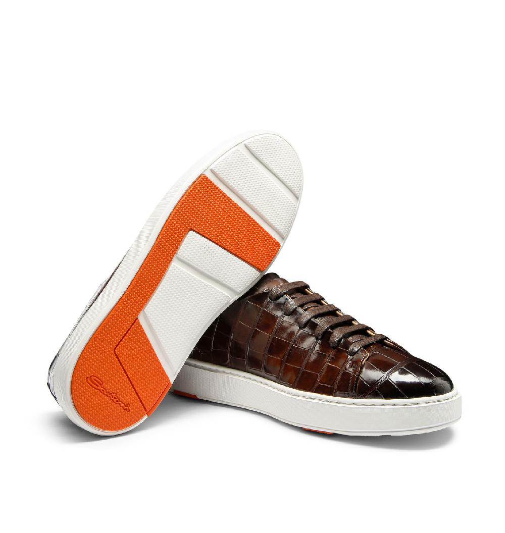 Santoni Sneaker da uomo in alligatore testa di moro Pezzi Unici