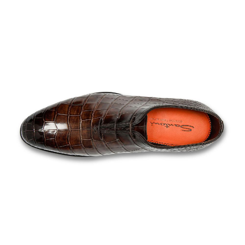 Santoni Stringata oxford da uomo in alligatore testa di moro Presa