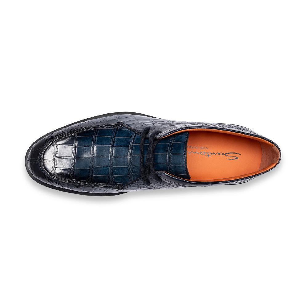 Santoni Stivaletto desert da uomo in alligatore blu Sconto