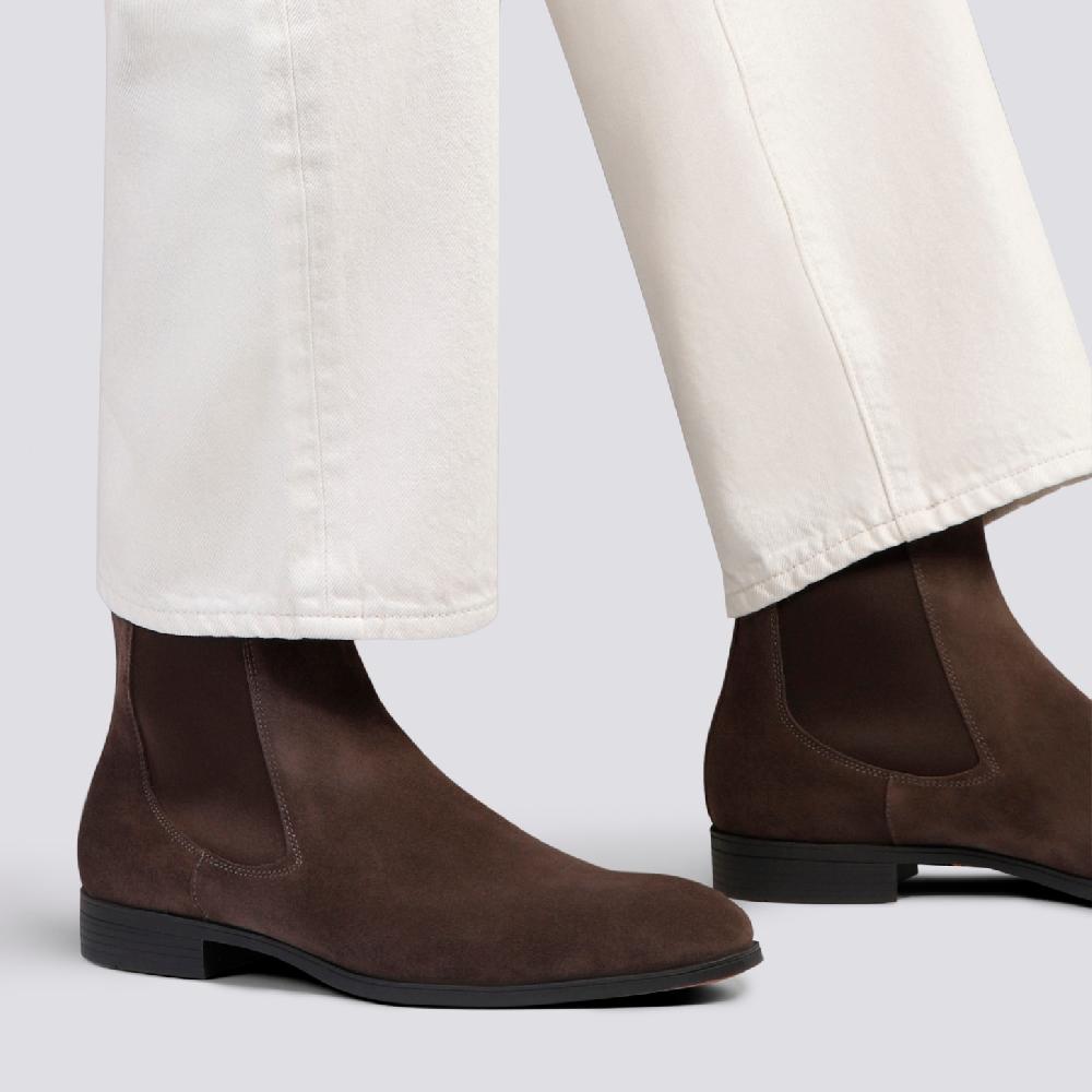 Santoni Stivaletto chelsea da uomo in suede marrone Offerte