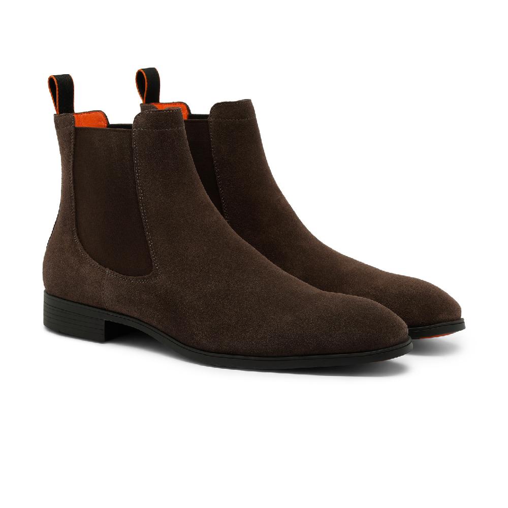 Santoni Stivaletto chelsea da uomo in suede marrone Offerte
