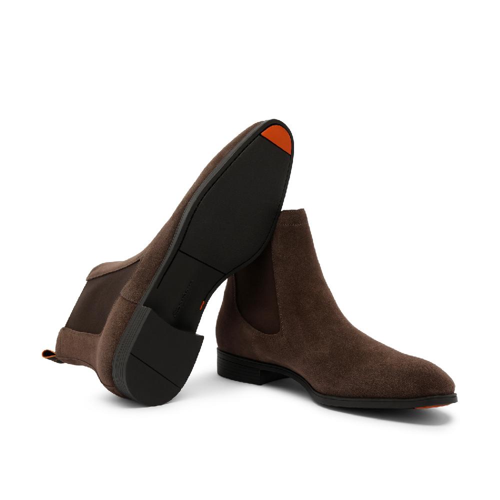 Santoni Stivaletto chelsea da uomo in suede marrone Offerte