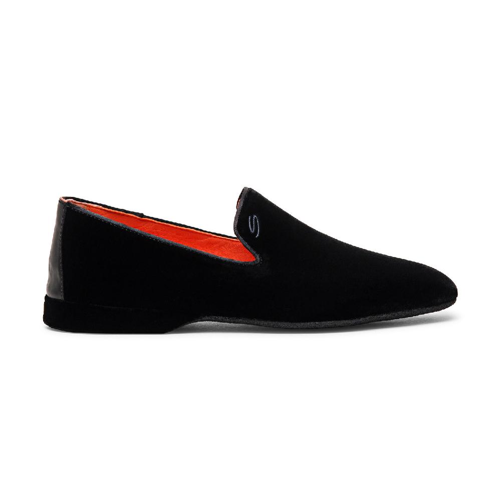 Santoni Pantofola da uomo in velluto nero