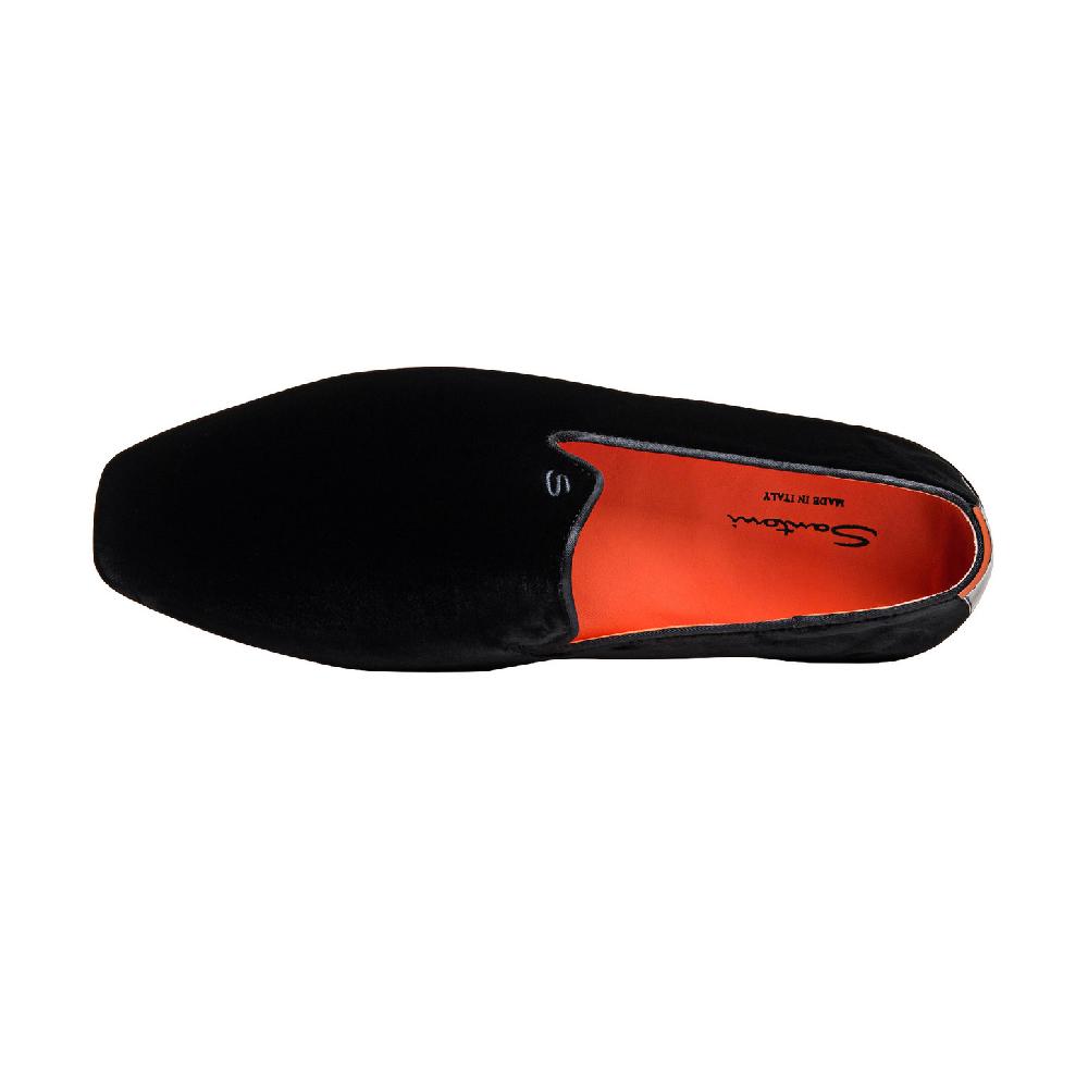 Santoni Pantofola da uomo in velluto nero Nuova