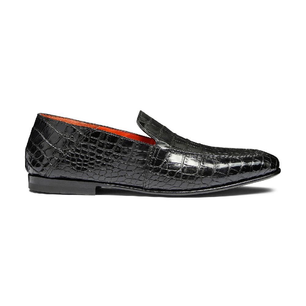 Santoni Mocassino da uomo in alligatore grigio