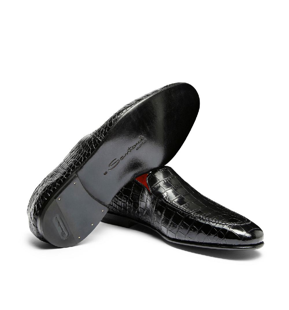 Santoni Mocassino da uomo in alligatore grigio 2025
