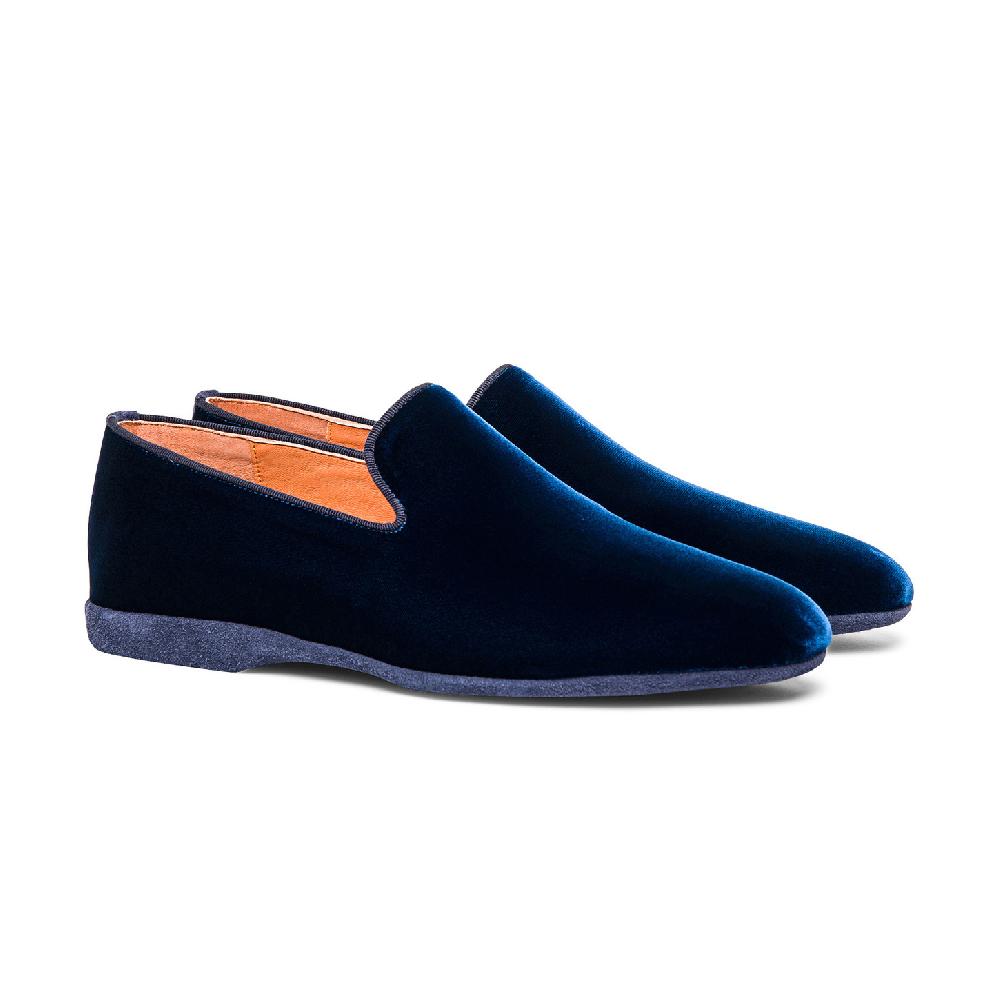 Santoni Pantofola da uomo in velluto blu 2025