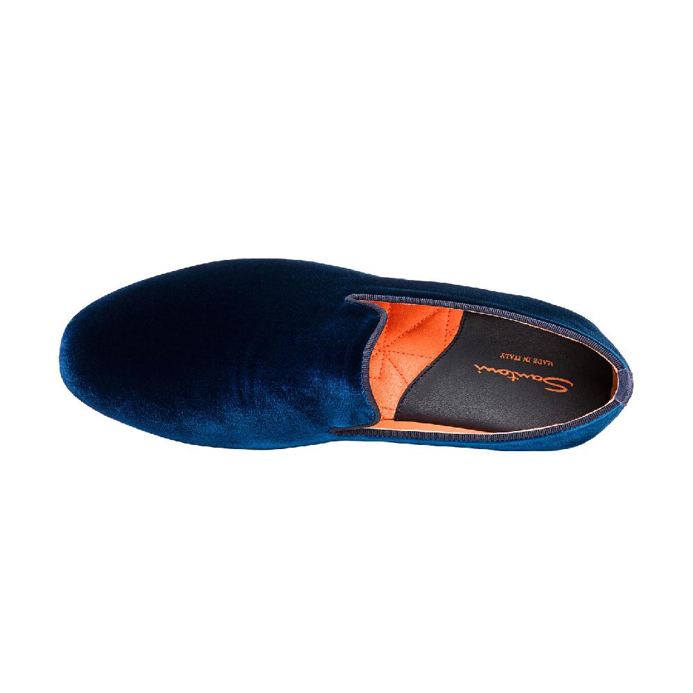 Santoni Pantofola da uomo in velluto blu 2025