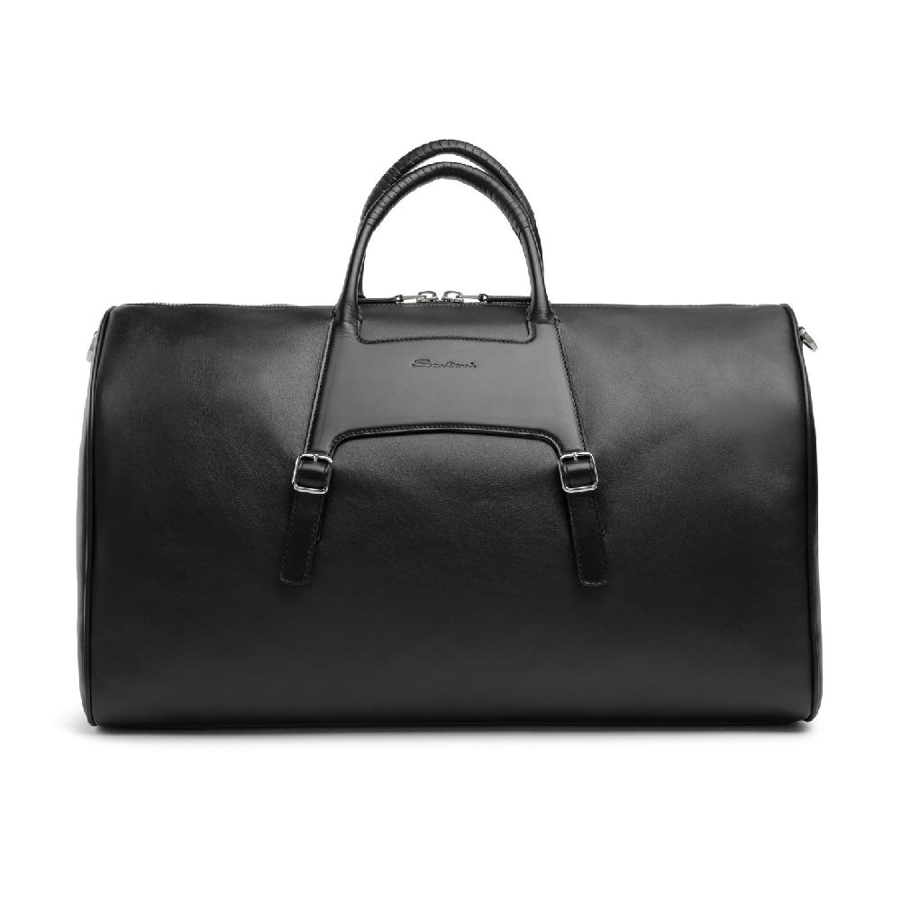 Santoni Borsa da viaggio in pelle nera