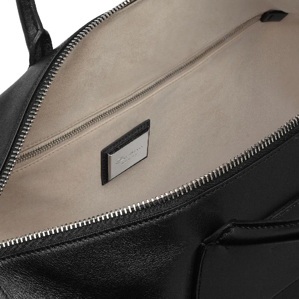 Santoni Borsa da viaggio in pelle nera Promozione