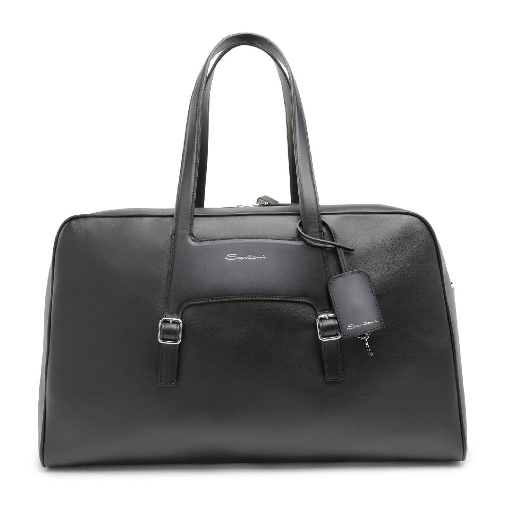 Santoni Borsa da viaggio in pelle nera