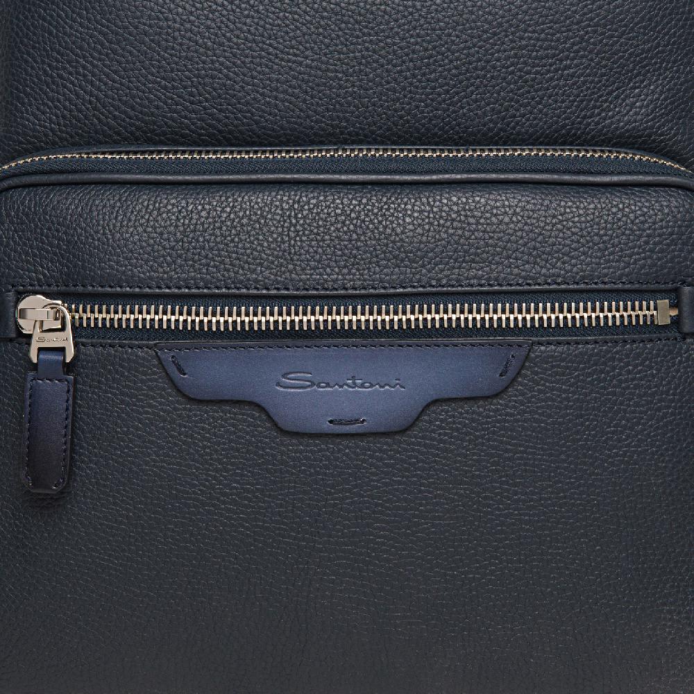 Santoni Zaino in pelle bottalata blu Soddisfazione Garantita