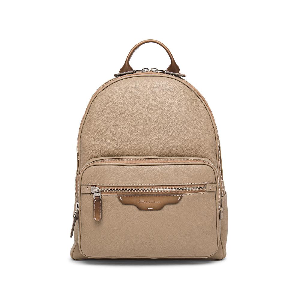 Santoni Zaino in pelle bottalata beige