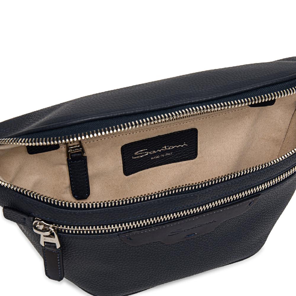 Santoni Marsupio in pelle bottalata blu Negozi Online