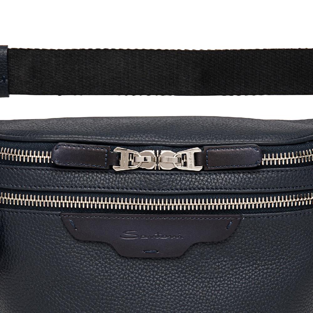 Santoni Marsupio in pelle bottalata blu Negozi Online