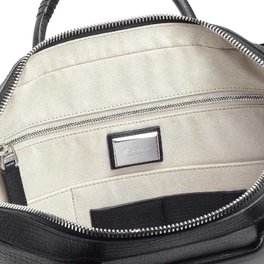 Santoni Briefcase in pelle stampata nera Negozio online di fabbrica