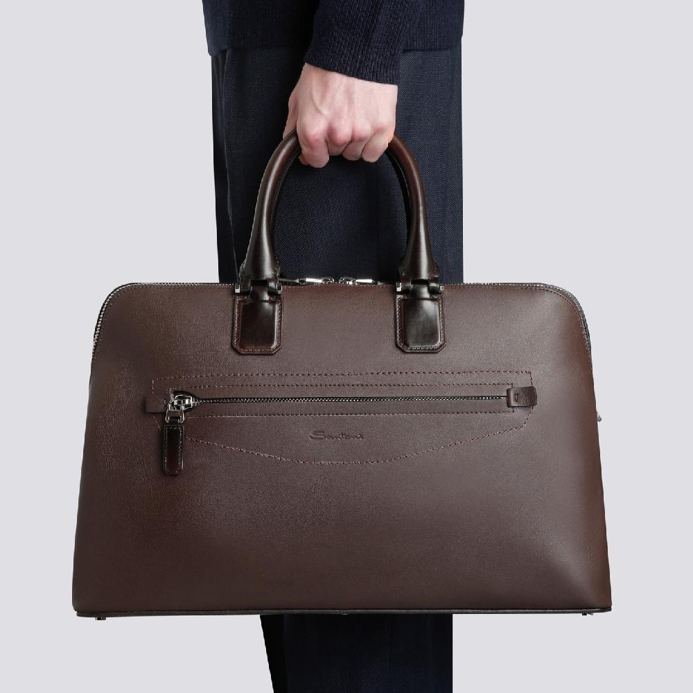Santoni Borsa porta pc in pelle marrone Promozione Limitata