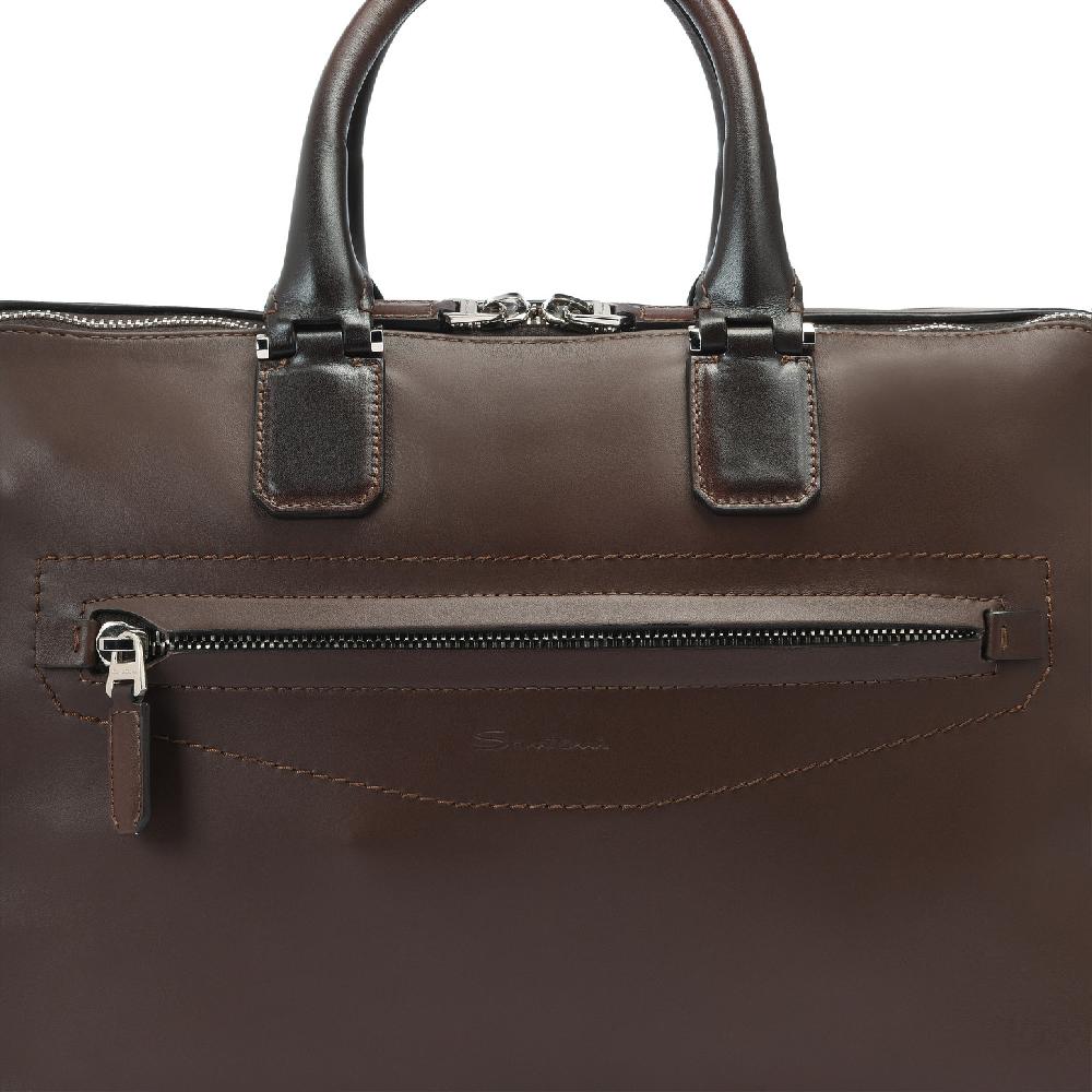 Santoni Borsa porta pc in pelle marrone Promozione Limitata