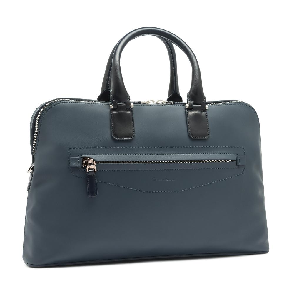 Santoni Borsa porta pc in pelle blu Offerta speciale