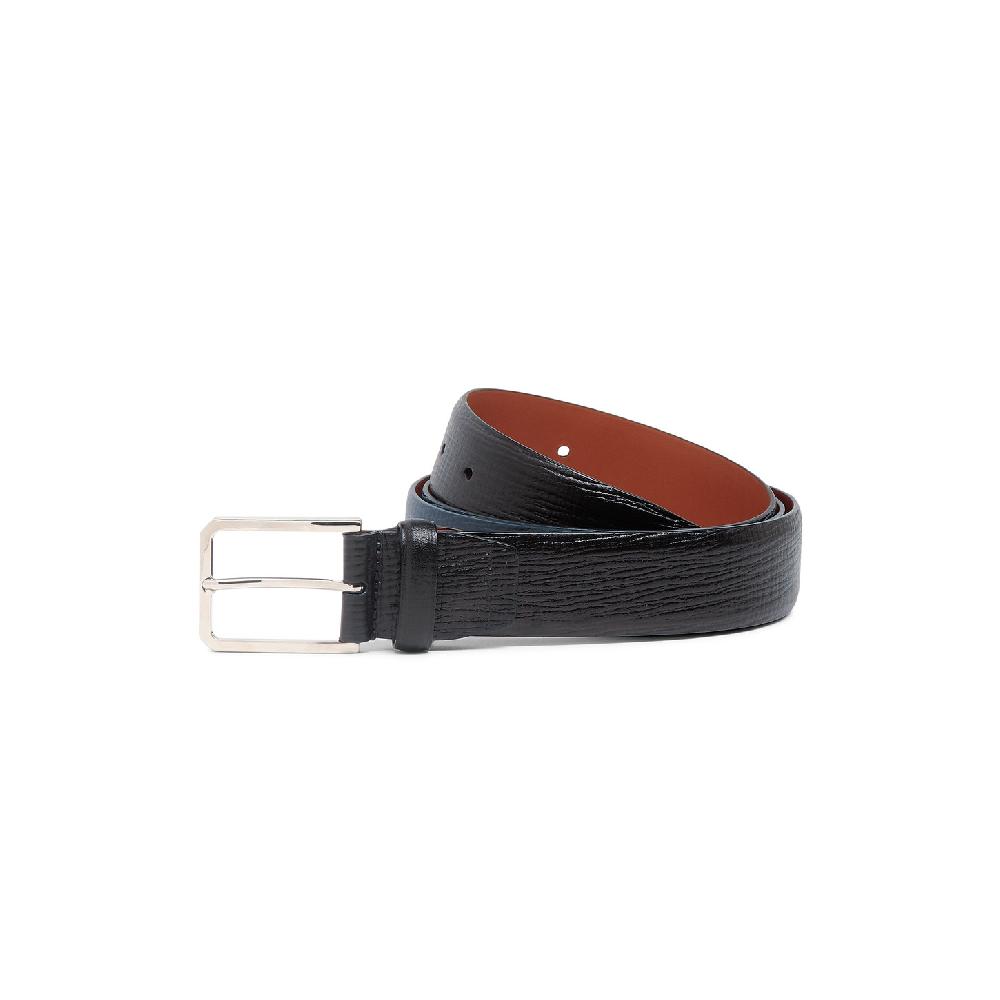 Santoni Cintura regolabile da uomo in pelle stamapta blu