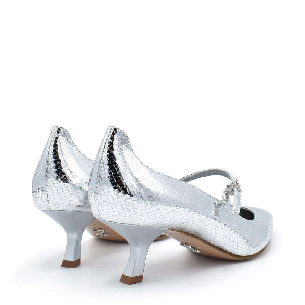 Sergio Levantesi Carlott4 Silver - Décolleté mary jane in pelle effetto rettile Vendite Flash