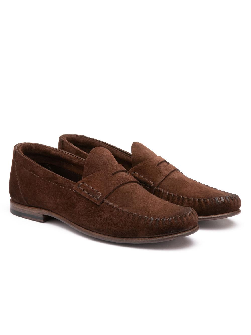 Silvano Sassetti Mocassini Penny in suede marrone Qualità
