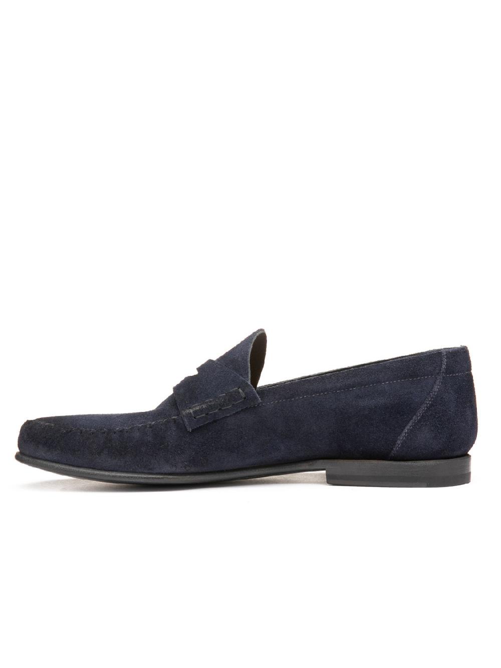 Silvano Sassetti Mocassini Penny in suede navy Vendita Economica