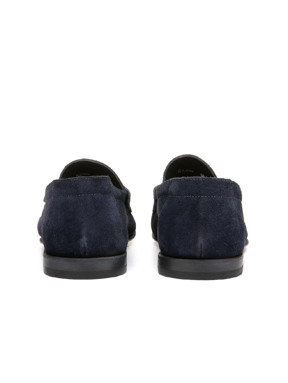 Silvano Sassetti Mocassini Penny in suede navy Vendita Economica