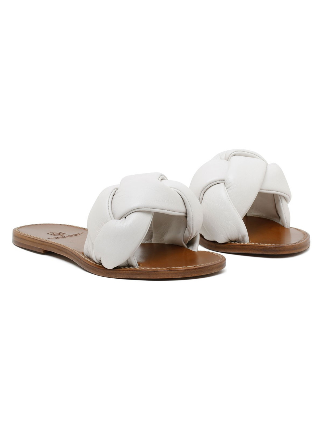 Silvano Sassetti Sandali in pelle intrecciata bianca Super sconto