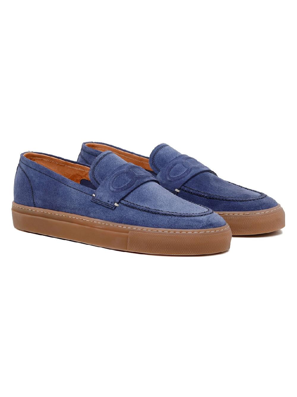Silvano Sassetti Mocassini St. Tropez in camoscio blu Convenienza