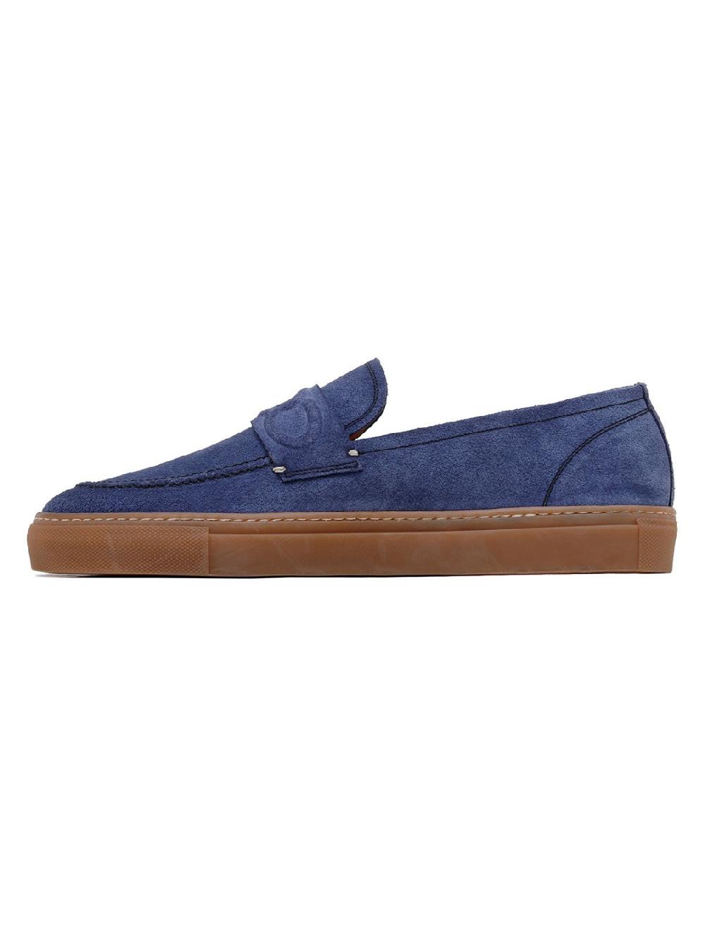 Silvano Sassetti Mocassini St. Tropez in camoscio blu Convenienza