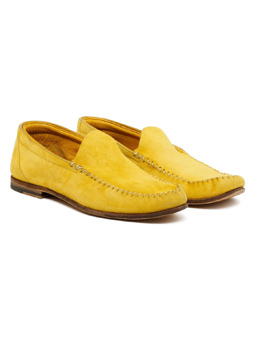 Silvano Sassetti Mocassini in pelle di cervo giallo Moda