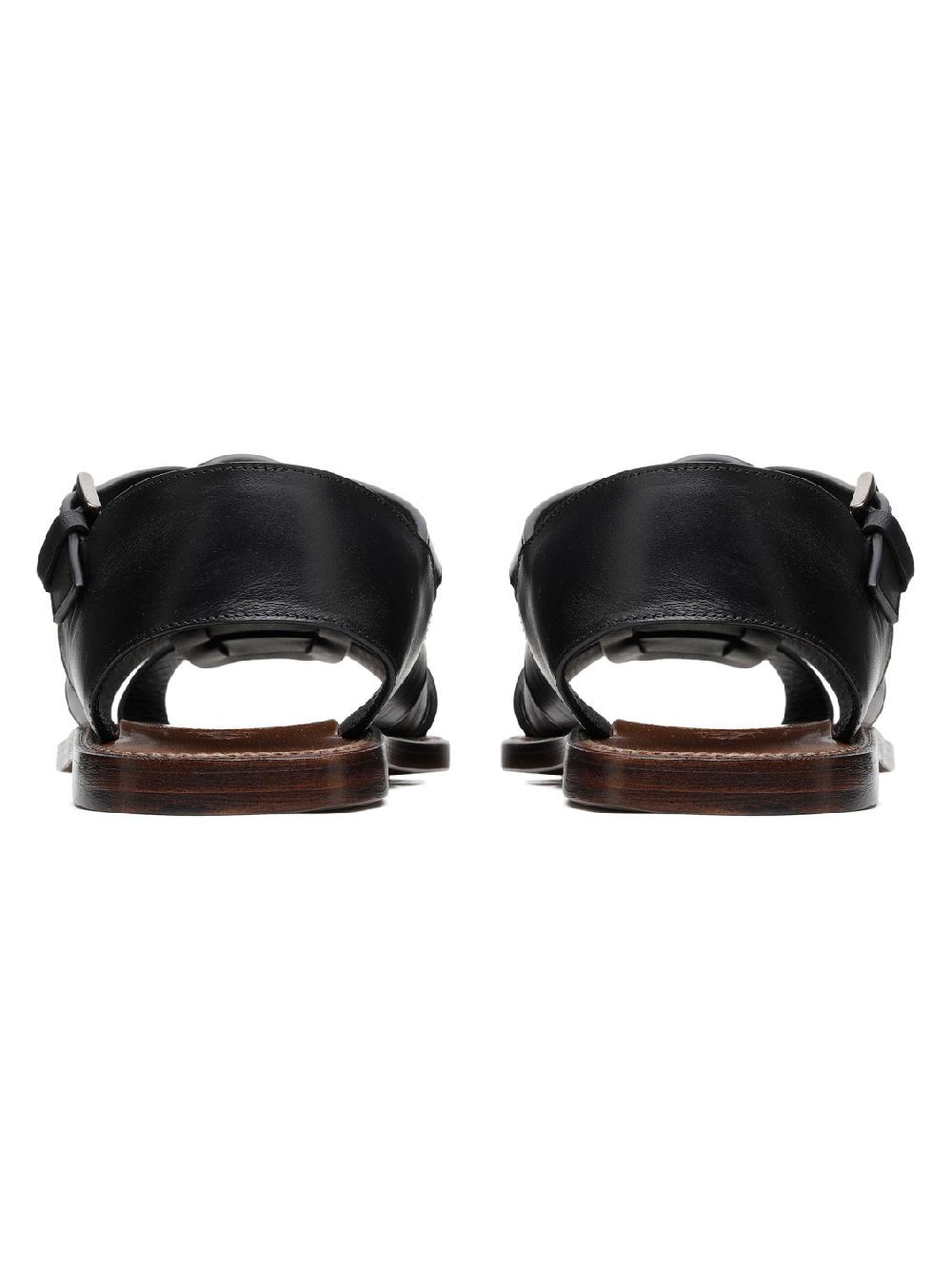 Silvano Sassetti Sandali Gladiator in pelle nera Nuovo
