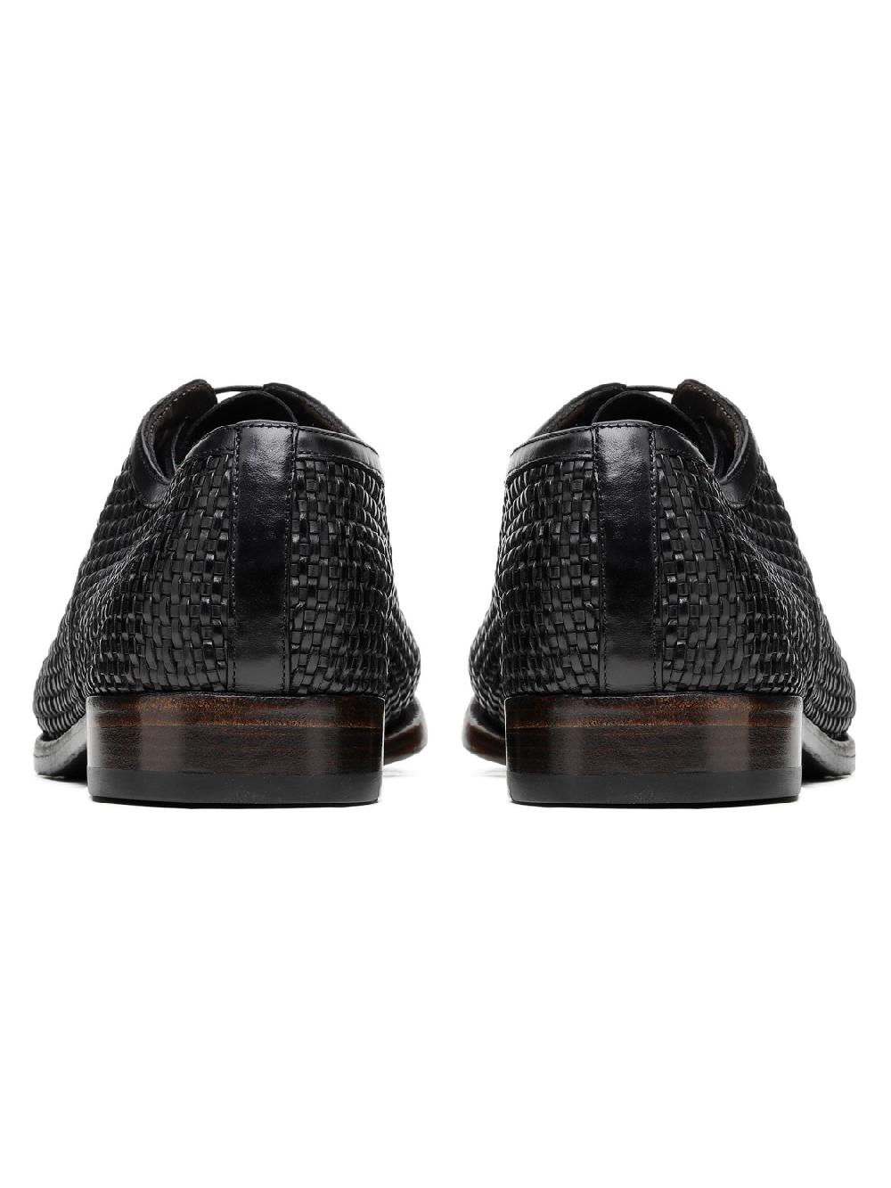 Silvano Sassetti Scarpe Derby in pelle nera intrecciata Qualità
