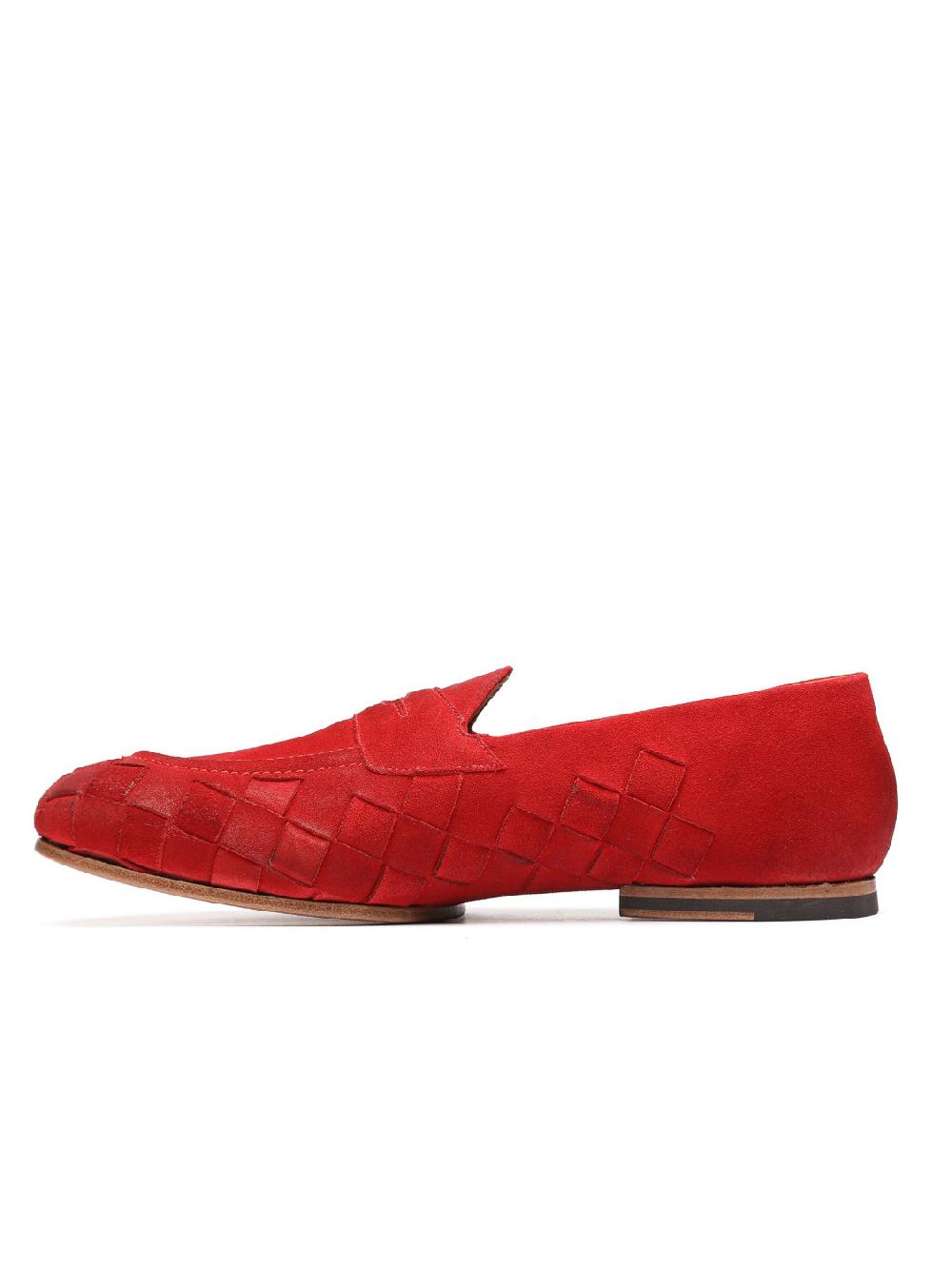 Silvano Sassetti Mocassini in suede rosso Consegna Veloce