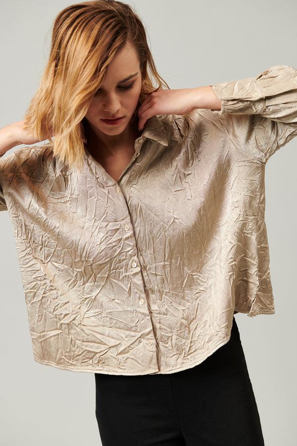 Transit Par Such Camicia fluida in raso di viscosa con effetto stropicciato. modello am – Transit Nuovo