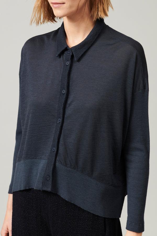 Transit Par Such Camicia over in jersey di lana con manica e fondo in costina | 1013.CF – Transit Vendita