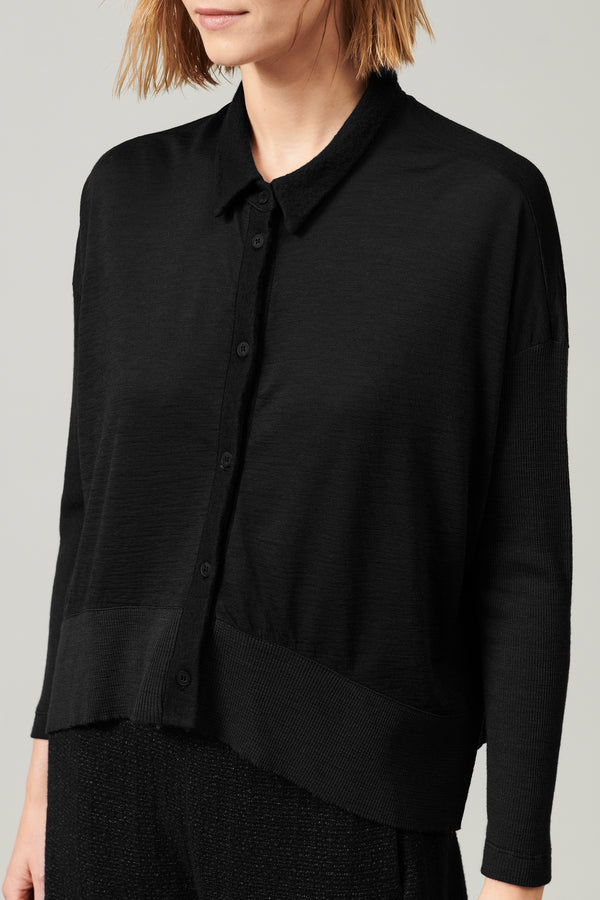 Transit Par Such Camicia over in jersey di lana con manica e fondo in costina | 1013.CF – Transit Negozi Online