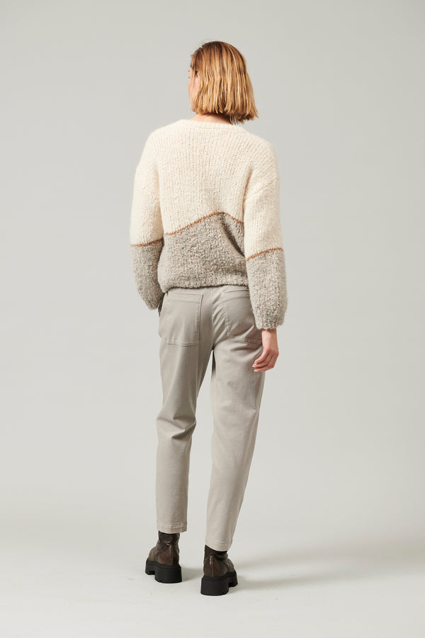 Transit Par Such Maglia oversize girocollo in filato di alpaca naturale con texture bou – Transit Vendita Calda