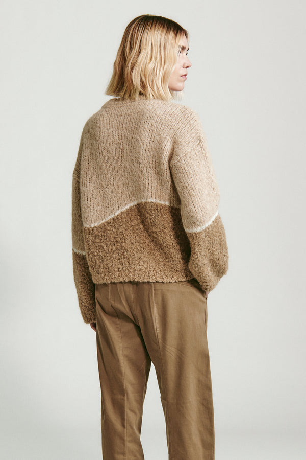 Transit Par Such Maglia oversize girocollo in filato di alpaca naturale con texture bou – Transit Vendita Economica
