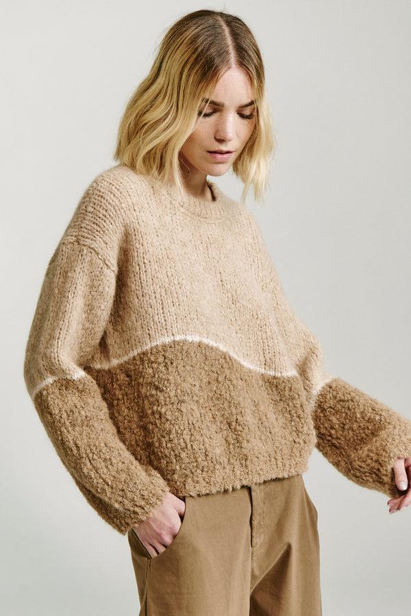 Transit Par Such Maglia oversize girocollo in filato di alpaca naturale con texture bou – Transit Vendita Economica