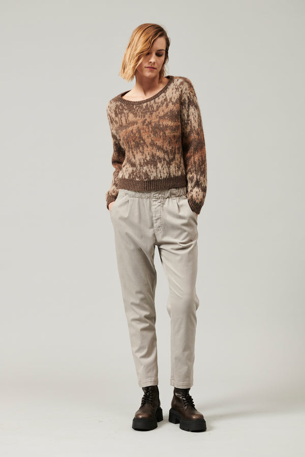 Transit Par Such Maglia girocollo a manica lunga in filato di alpaca e mohair con lavor – Transit Saldi Di Fabbrica