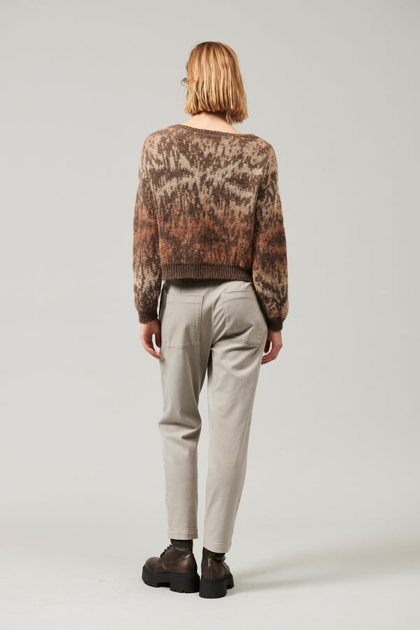 Transit Par Such Maglia girocollo a manica lunga in filato di alpaca e mohair con lavor – Transit Saldi Di Fabbrica