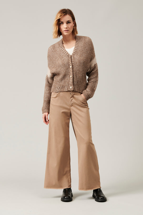 Transit Par Such Cardigan in lana ed alpaca con motivo di riga a contrasto colore | 101 – Transit 2025