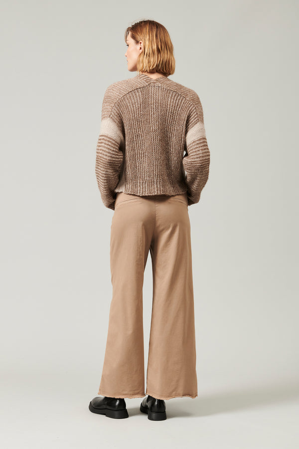 Transit Par Such Cardigan in lana ed alpaca con motivo di riga a contrasto colore | 101 – Transit 2025