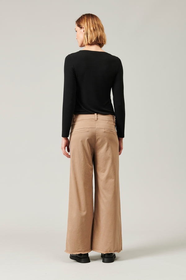 Transit Par Such Pantalone gamba larga e taglio a vivo sul fondo in viscosa e cotone st – Transit Sconto