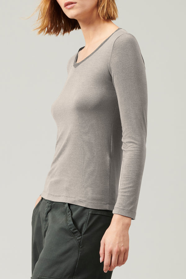 Transit Par Such T-shirt scollo a v slim fit in jersey di modal stretch | 1013.CFDTRYI1 – Transit Soddisfazione Garantita