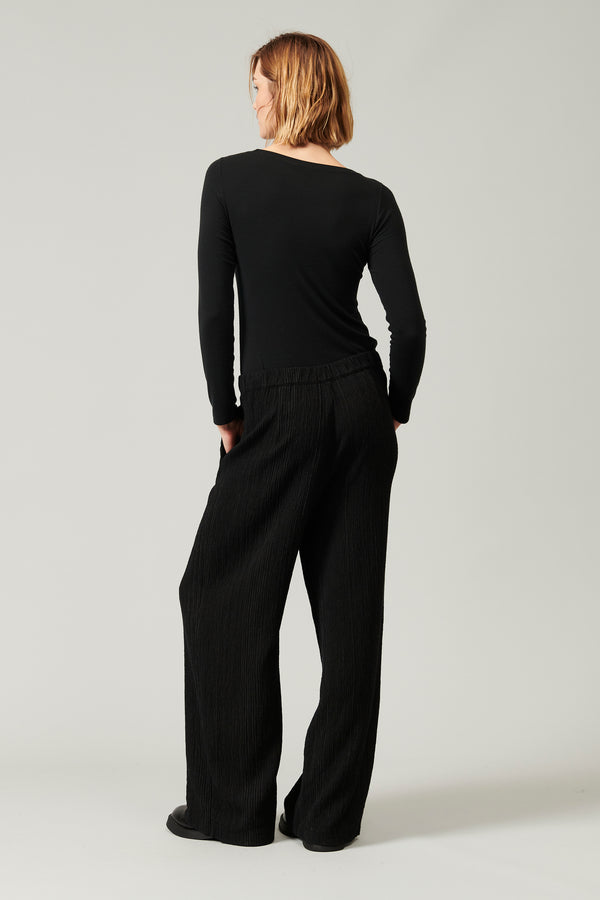 Transit Par Such Pantalone palazzo in misto lana gessato goffrato | 1013.CFDTRYA101.10 – Transit Presa